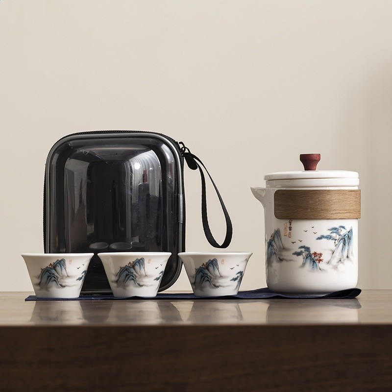 羊脂玉—旅行茶具小包—山水