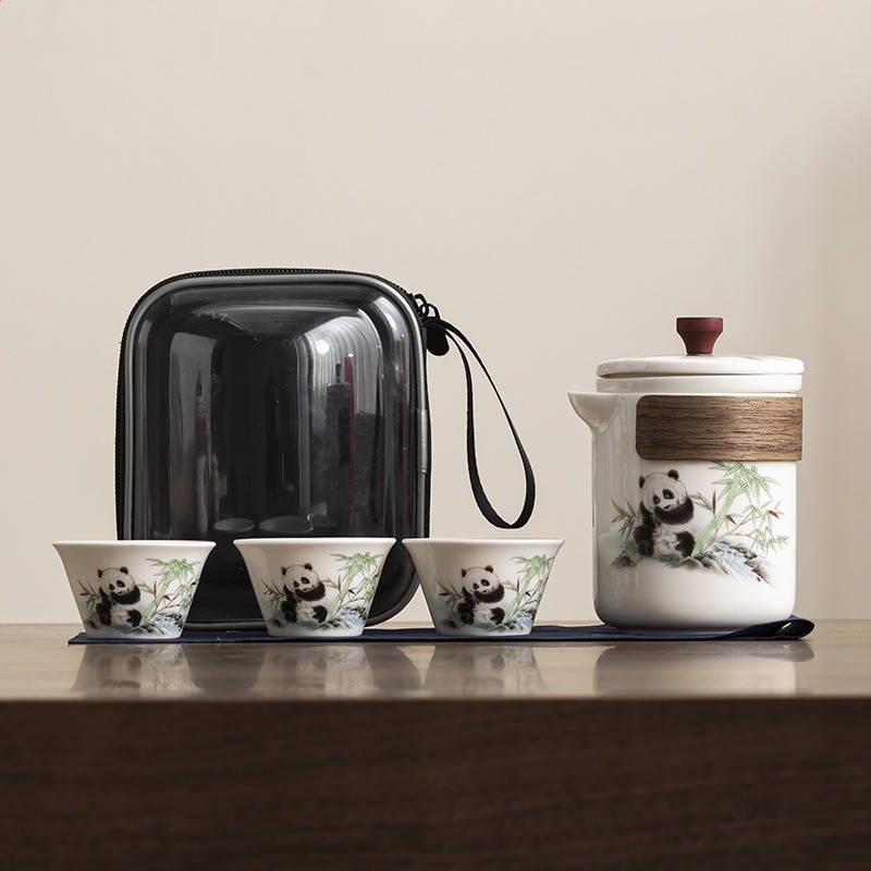 羊脂玉瓷旅行茶具套裝陶瓷一壺三杯快客杯公司商務禮品開業伴手禮-規格圖11