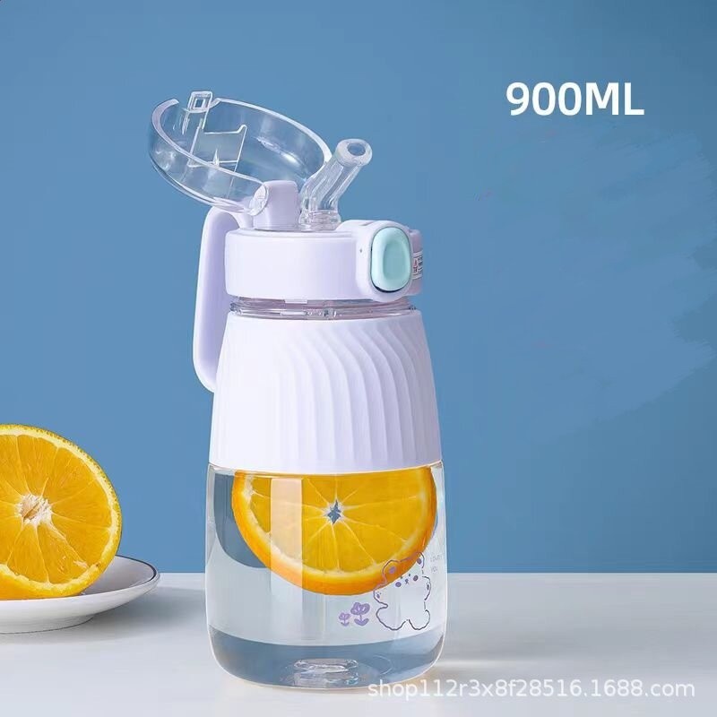 夏季 高顏值隨身噸噸杯潮流網紅同款揹帶 水杯便攜密封吸管塑膠杯-細節圖3