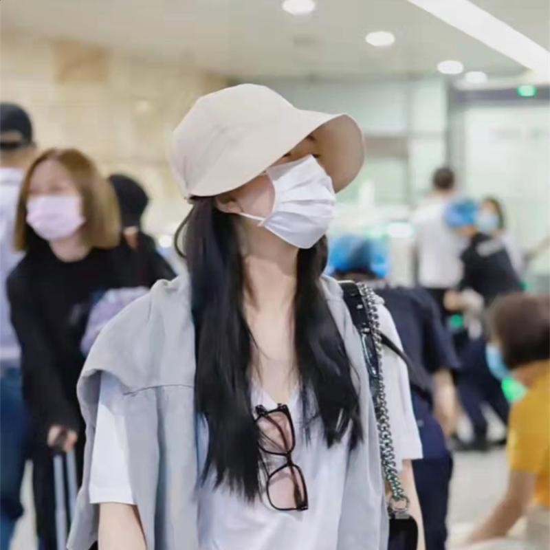 趙露思同款遮陽帽子女夏季防曬帽輕薄透氣素顏遮臉防紫外線漁夫帽-細節圖2