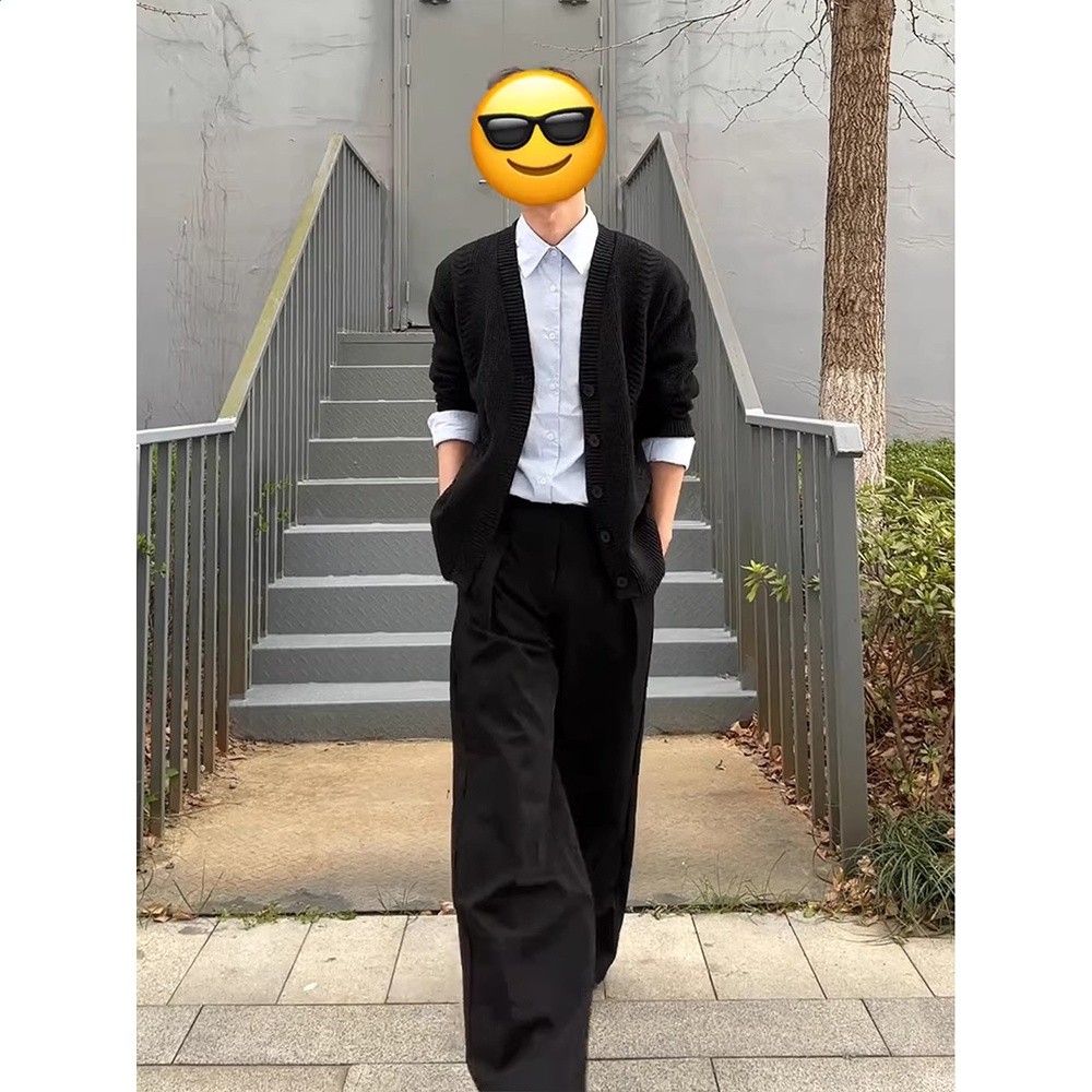 張凌赫同款黑色開襟衛衣男款人夫感高階感穿搭美式重磅華夫格外套-細節圖2