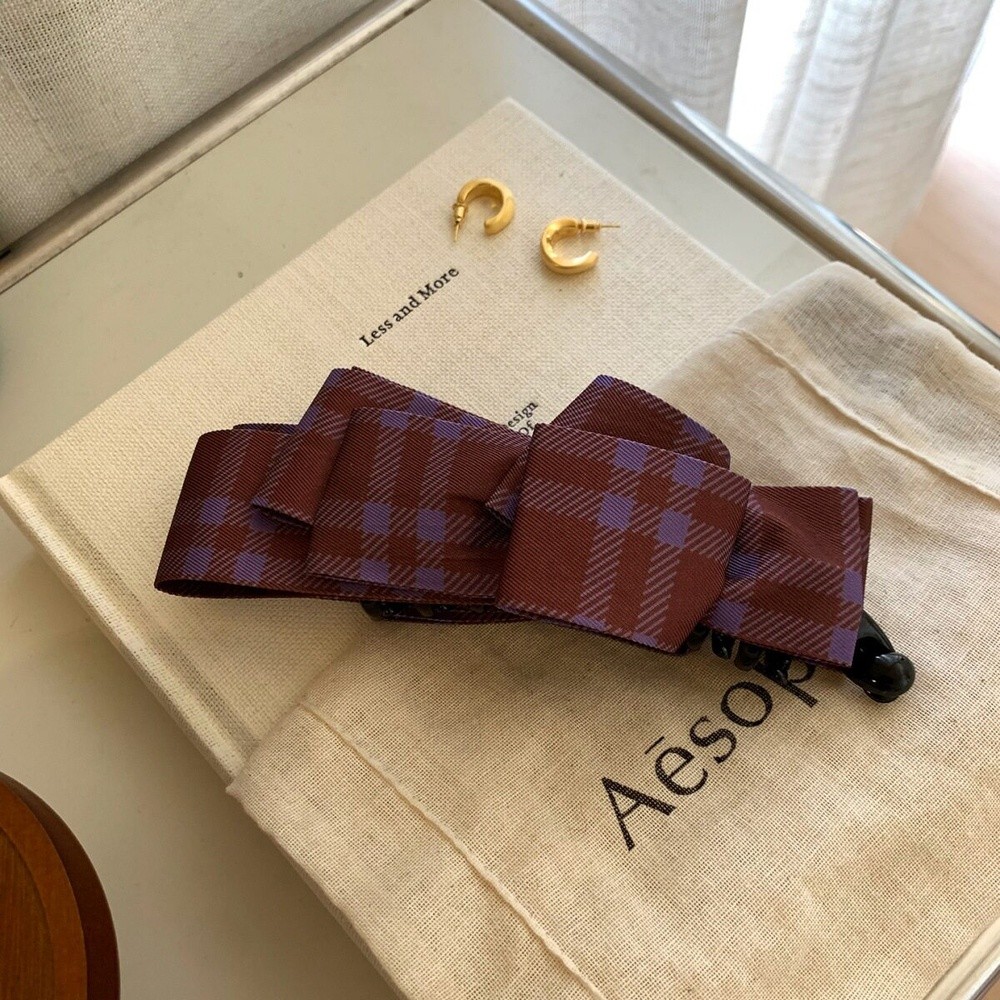 趙露思同款可露麗紫色格紋香蕉夾女後腦勺髮夾高階感馬尾豎夾髮飾-規格圖5