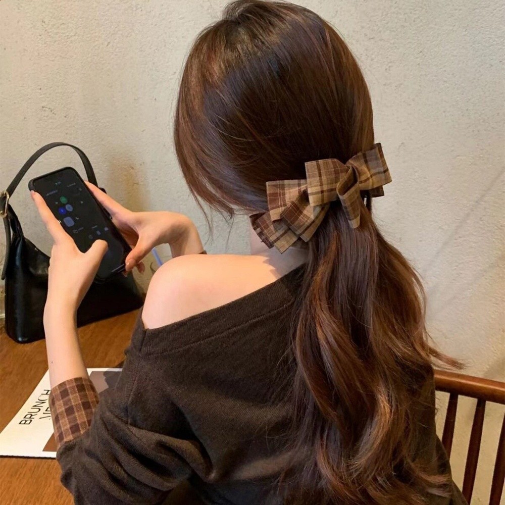 趙露思同款可露麗紫色格紋香蕉夾女後腦勺髮夾高階感馬尾豎夾髮飾-規格圖5