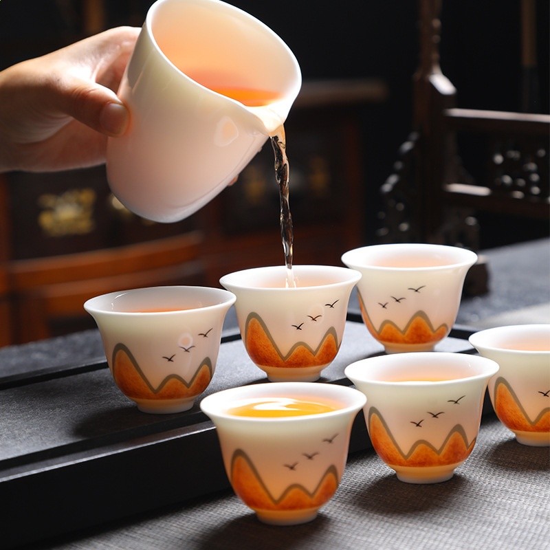 羊脂玉陶瓷玻璃茶具 行動式快客杯 隨身簡約泡茶壺茶杯小套裝禮品-細節圖2