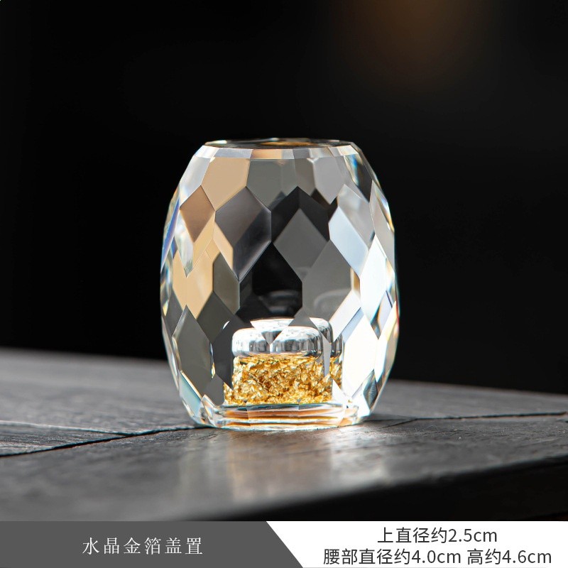 水晶蓋置茶道茶器茶寵擺件茶壺蓋碗蓋托架茶具家用蓋碗蓋子配件-規格圖5