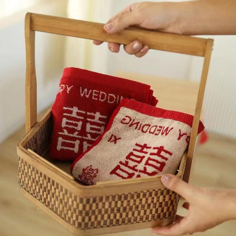 婚慶結婚毛巾一對陪嫁毛巾禮盒裝歡喜新婚毛巾伴手禮回禮喜慶毛巾-細節圖4