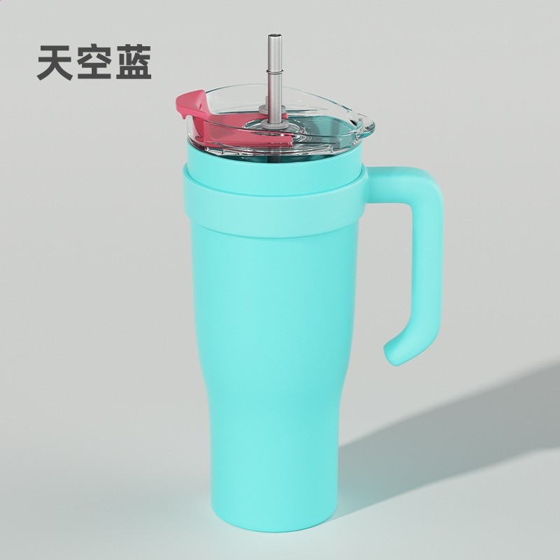 2023大容量汽車水杯同款吸管杯冰霸杯不鏽鋼40oz手柄保溫手提-規格圖5