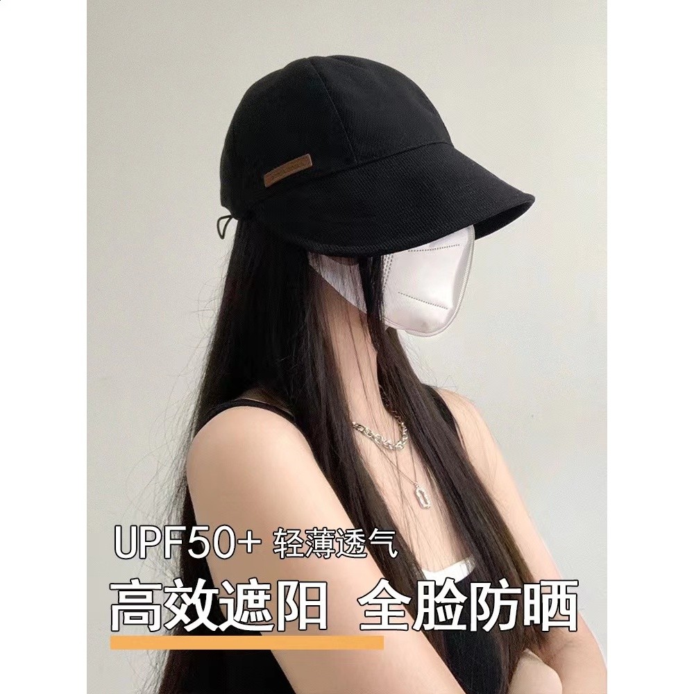 趙露思同款漁夫帽女2023夏防曬遮陽帽防紫外線大帽簷鴨舌帽百搭-細節圖3