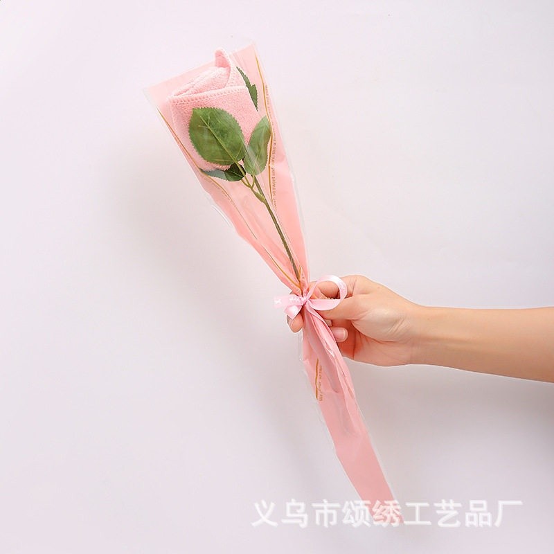 玫瑰花毛巾【淺粉色】