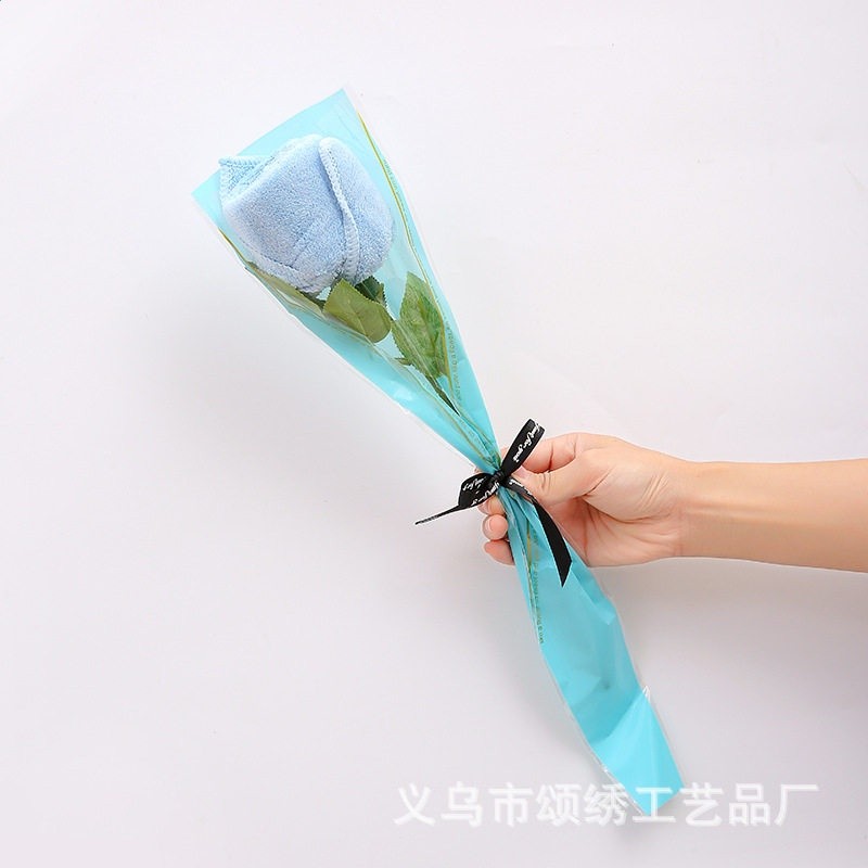 玫瑰花毛巾【藍色】
