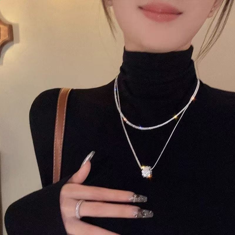 許我耀眼許妍趙露思同款雙層項鍊女時尚百搭鎖骨鍊高階感頸鍊配飾-細節圖3