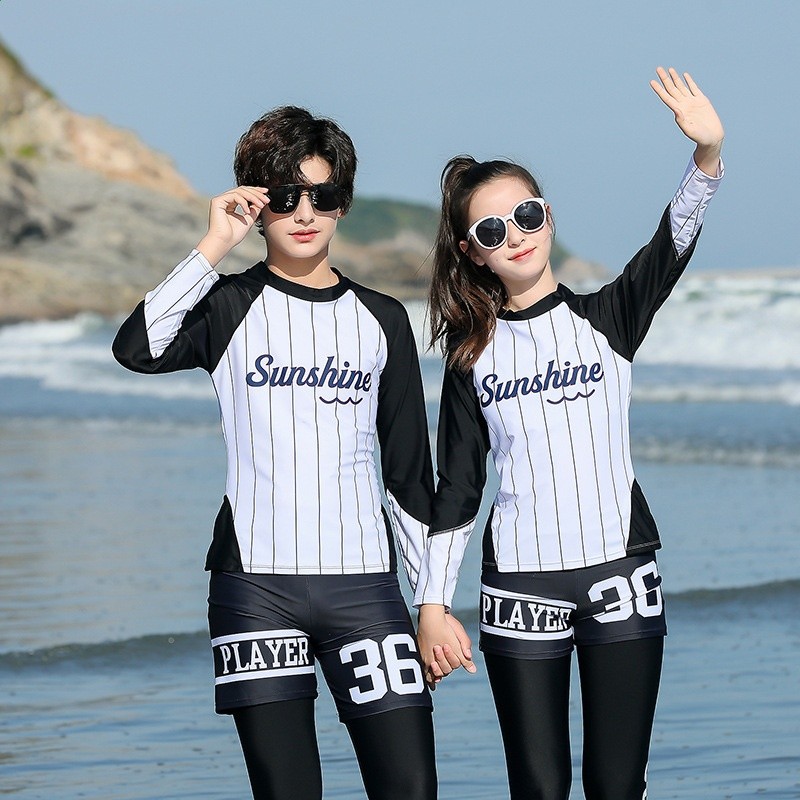 夏季兒童男女同款中大童潛水服分體長款套裝防蜇水母衣游泳衣長袖-細節圖2