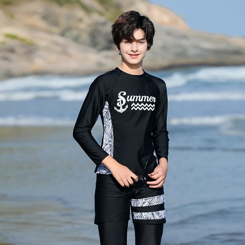 夏季兒童男女同款中大童潛水服分體長款套裝防蜇水母衣游泳衣長袖-規格圖5