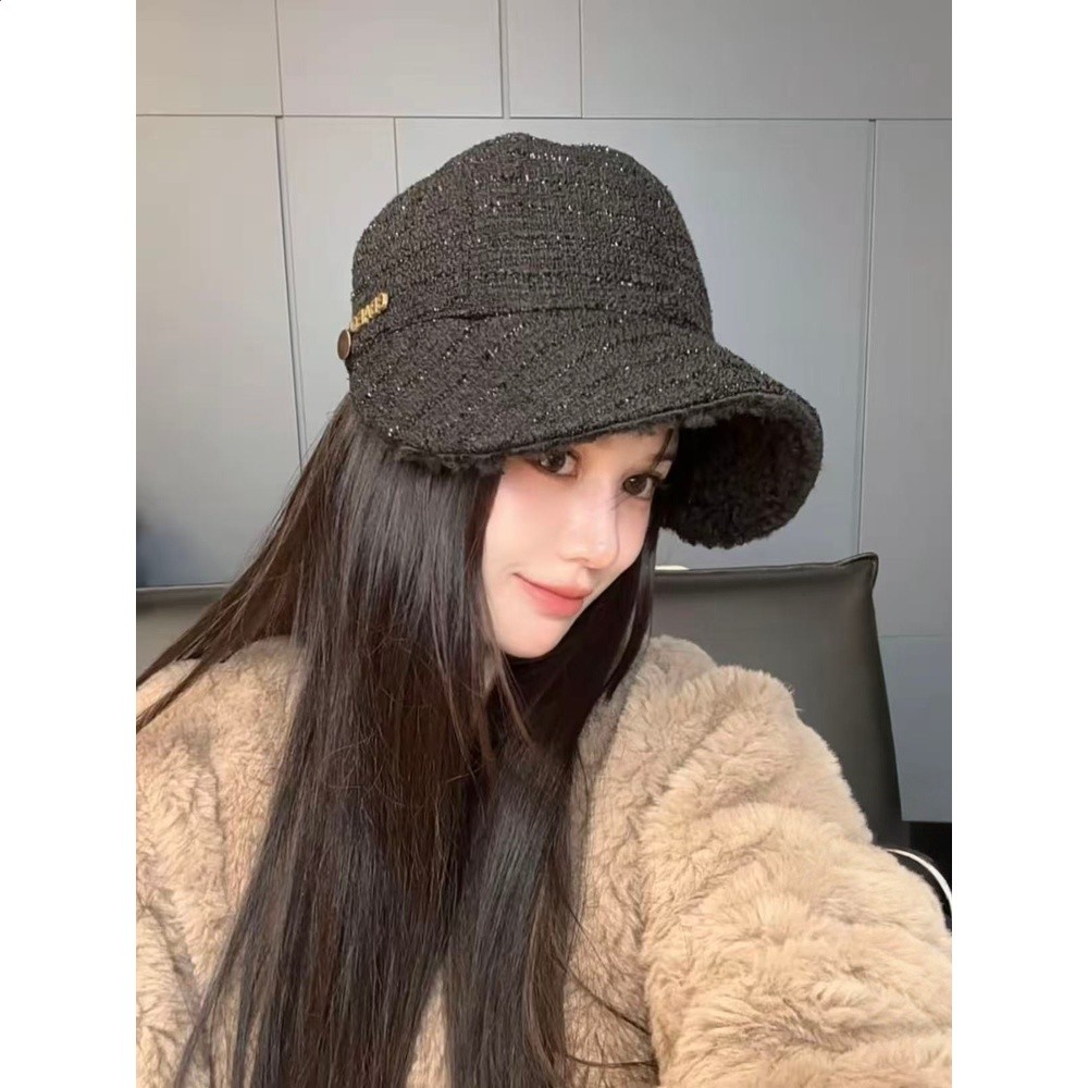 趙露思同款帽子雙面戴漁夫帽女秋冬加厚保暖寬簷顯臉小百搭鴨舌帽-細節圖2