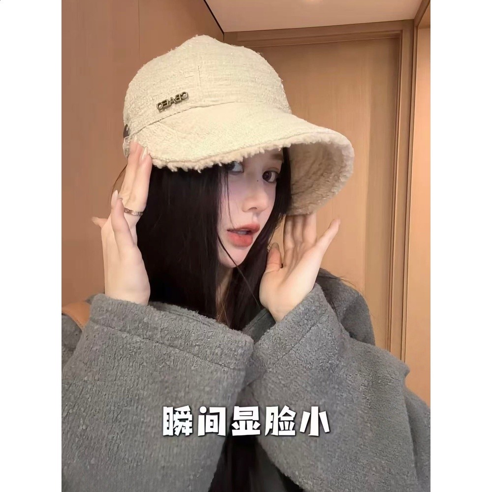 趙露思同款帽子雙面戴漁夫帽女秋冬加厚保暖寬簷顯臉小百搭鴨舌帽-細節圖4