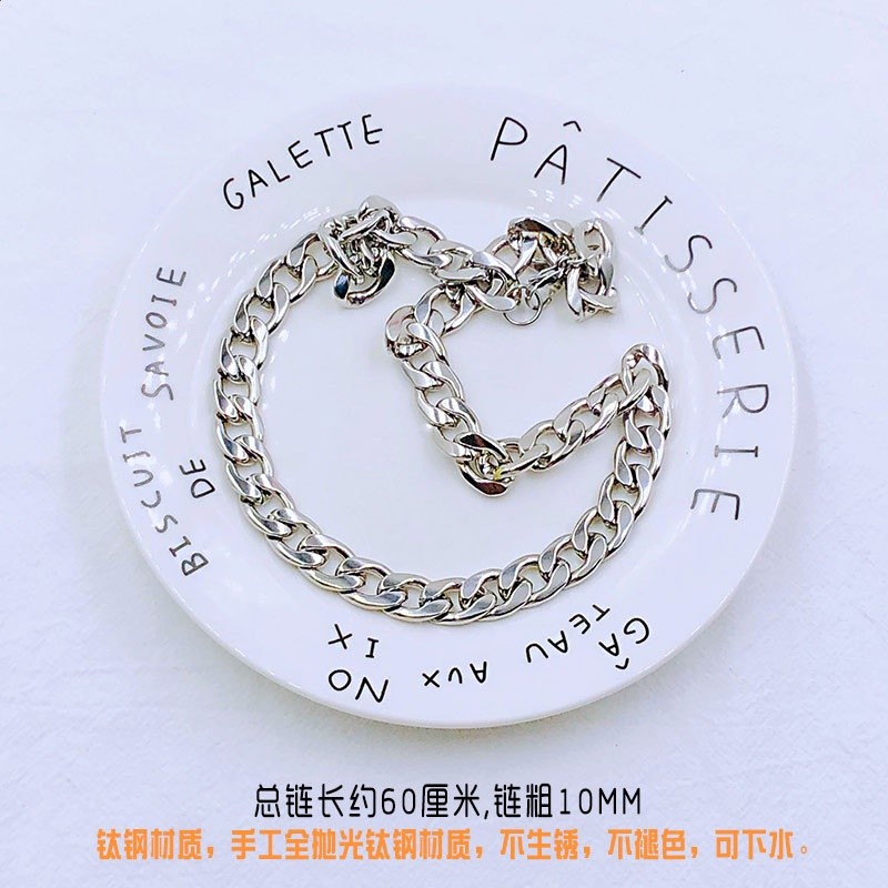 王一博同款鈦鋼環扣項鍊復古巴嘻哈男女時尚百搭毛衣鏈防水不掉色-細節圖4