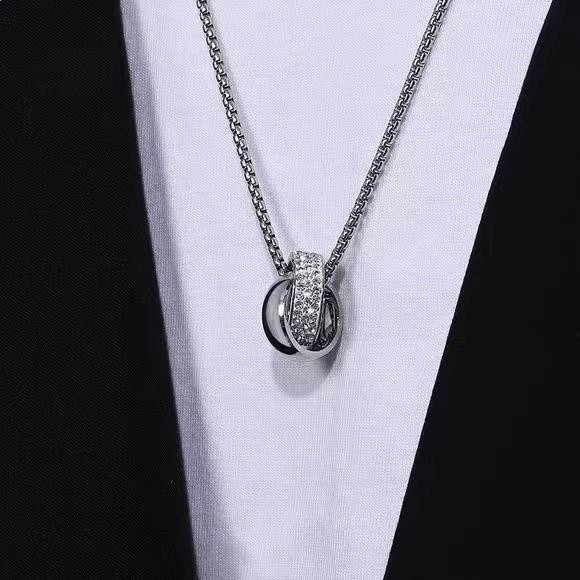 王一博同款鈦鋼銀河星環項鍊男生時尚配飾-細節圖3