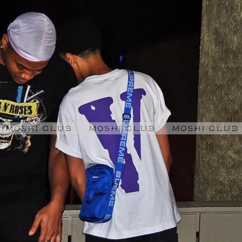 VLONE FRIENDS邁阿密POP遊擊店限定王一博同款紫色大V短袖男女t恤-細節圖2