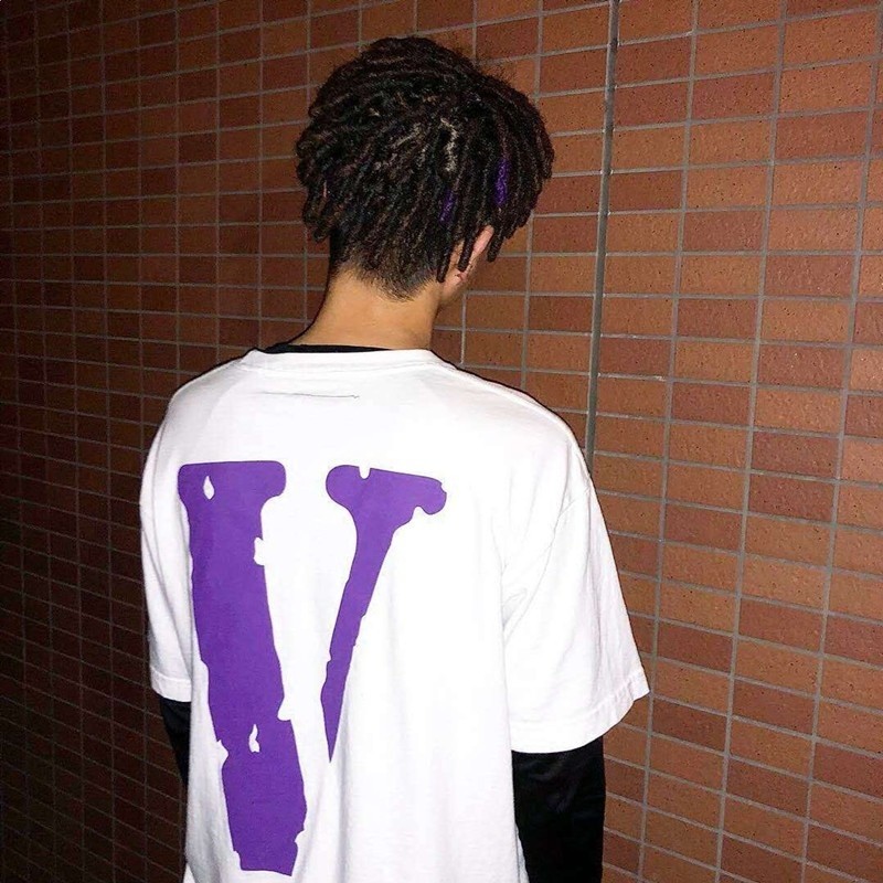 VLONE FRIENDS邁阿密POP遊擊店限定王一博同款紫色大V短袖男女t恤-細節圖3