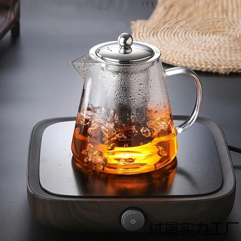 玻璃壺玻璃茶具套裝紅花硼矽耐熱加厚煮茶不鏽鋼濾茶器玻璃茶壺無-細節圖4