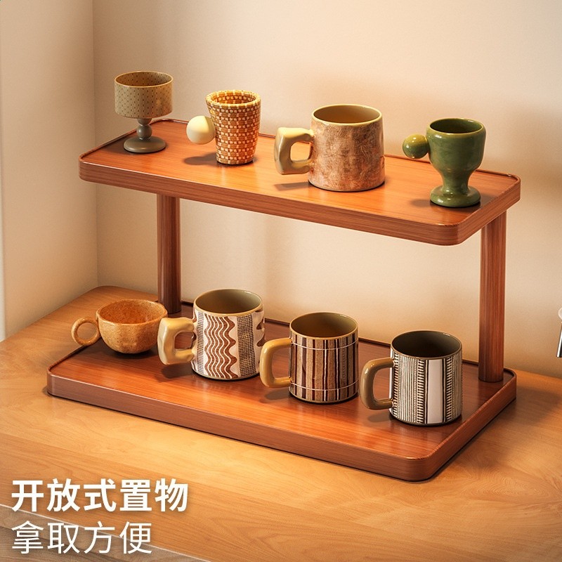 桌面分層收納置物架餐桌杯子收納桌面水杯咖啡杯茶具整理展示架子-細節圖2