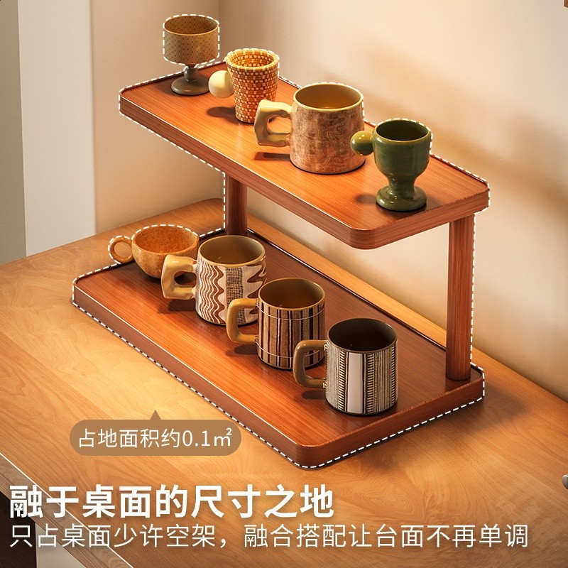 桌面分層收納置物架餐桌杯子收納桌面水杯咖啡杯茶具整理展示架子-細節圖3
