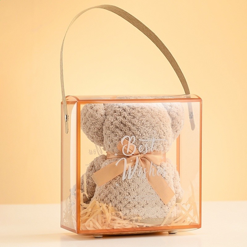珊瑚絨菠蘿格小熊造型毛巾熊禮盒刺繡logo吸水柔軟禮品獨立包裝-細節圖3