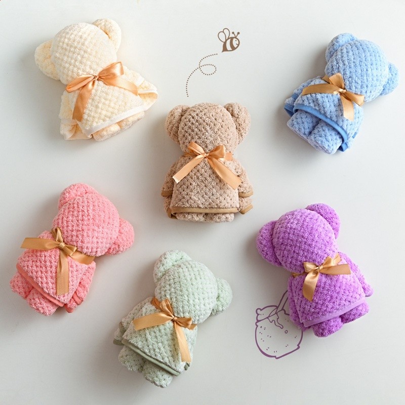 珊瑚絨菠蘿格小熊造型毛巾熊禮盒刺繡logo吸水柔軟禮品獨立包裝-細節圖4