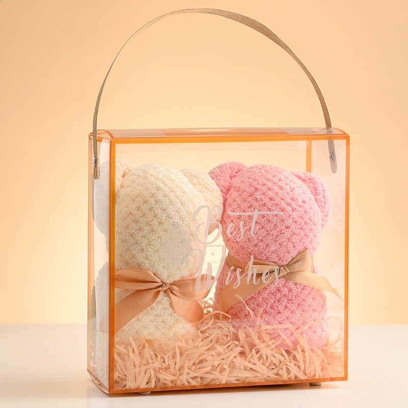 珊瑚絨菠蘿格小熊造型毛巾熊禮盒刺繡logo吸水柔軟禮品獨立包裝-細節圖5