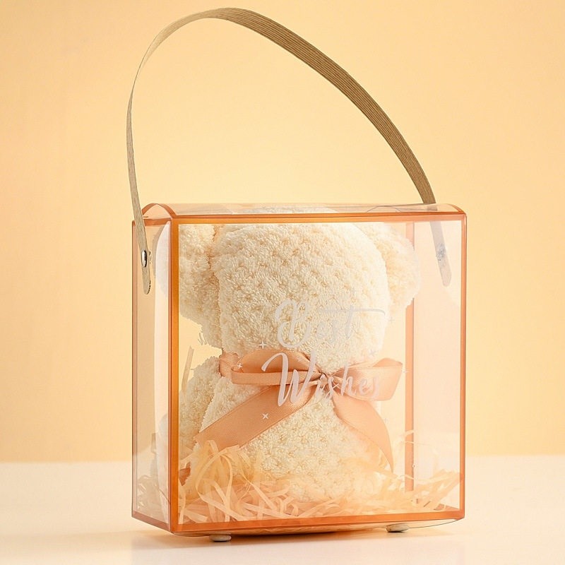 珊瑚絨菠蘿格小熊造型毛巾熊禮盒刺繡logo吸水柔軟禮品獨立包裝-規格圖5