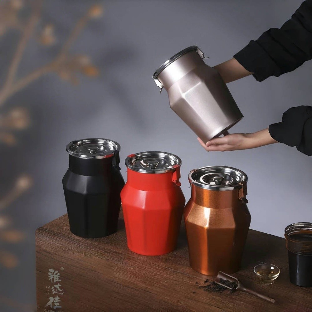 加厚不鏽鋼高質量密封茶葉罐儲物罐茶具保鮮普洱茶餅白茶加厚密封-細節圖2