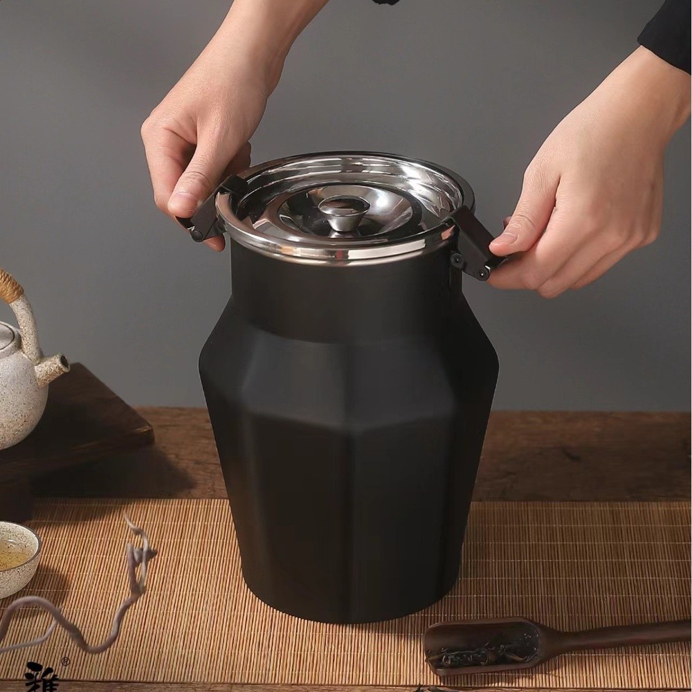 加厚不鏽鋼高質量密封茶葉罐儲物罐茶具保鮮普洱茶餅白茶加厚密封-細節圖4