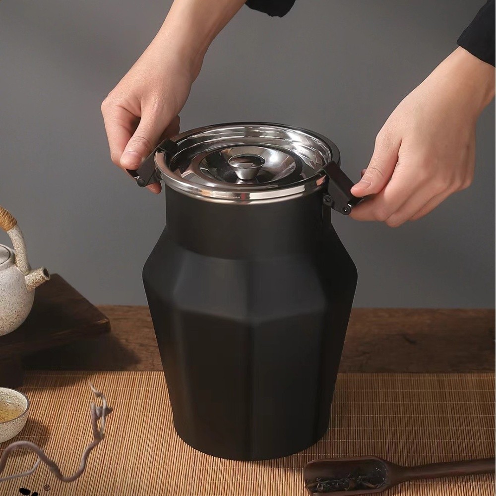 加厚不鏽鋼高質量密封茶葉罐儲物罐茶具保鮮普洱茶餅白茶加厚密封-細節圖5