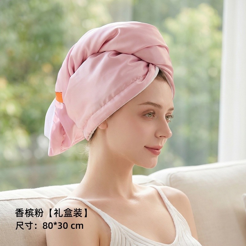 毛毛雨超細纖維乾髮帽女新款一片式包頭巾仿絲綢教師節高階禮盒裝-規格圖5