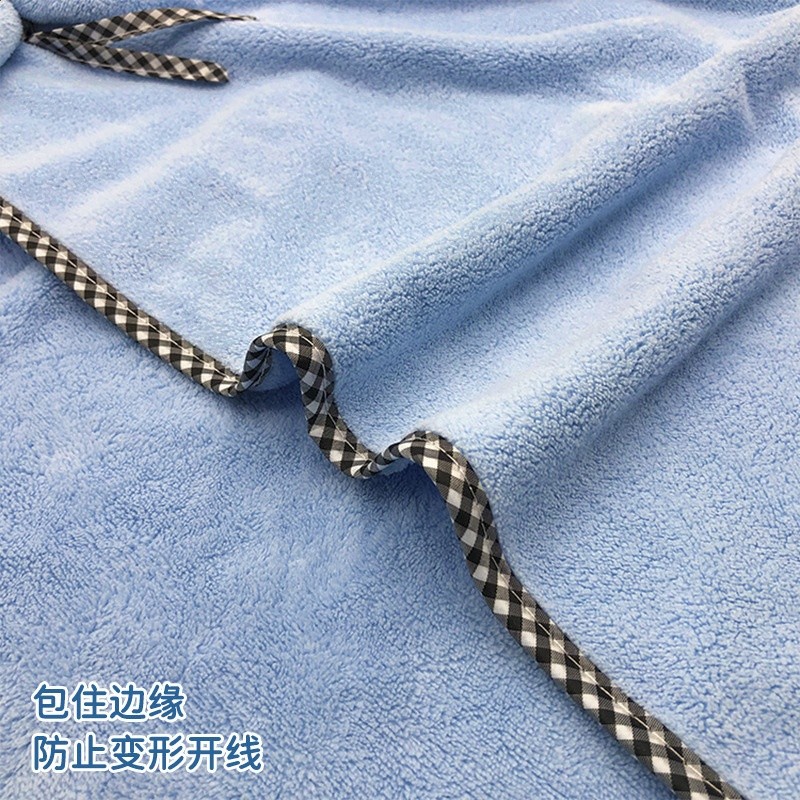 蝴蝶結平口浴裙珊瑚絨加大美容院毛巾浴巾髮帶乾髮帽套裝-細節圖4
