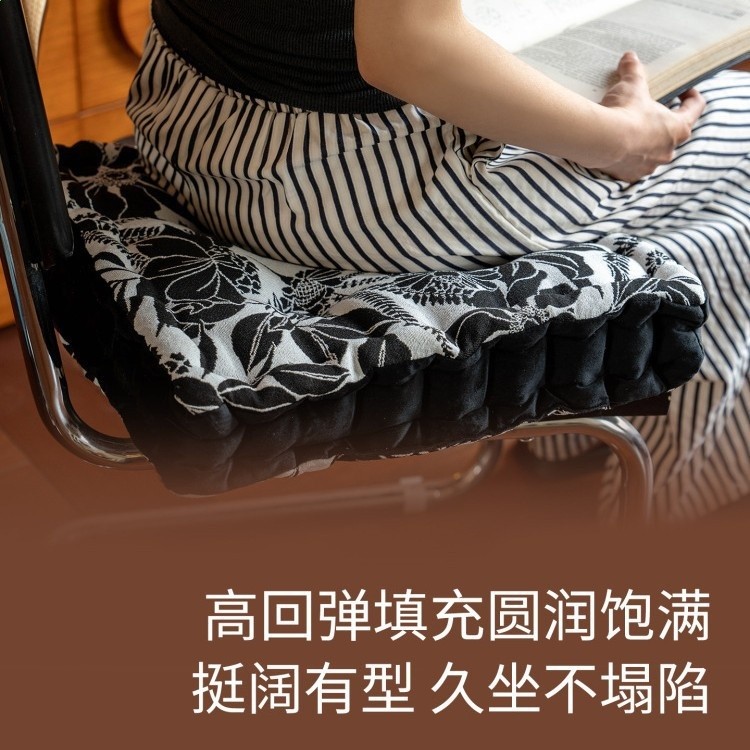中古風坐墊四季通用加厚辦公室椅子墊防滑布藝方形屁股墊沙發抱枕-細節圖3