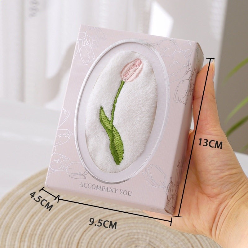 新款 鈴蘭花刺繡精美包邊盒子毛巾婚慶宴會開業伴手禮擦手巾創意-規格圖5