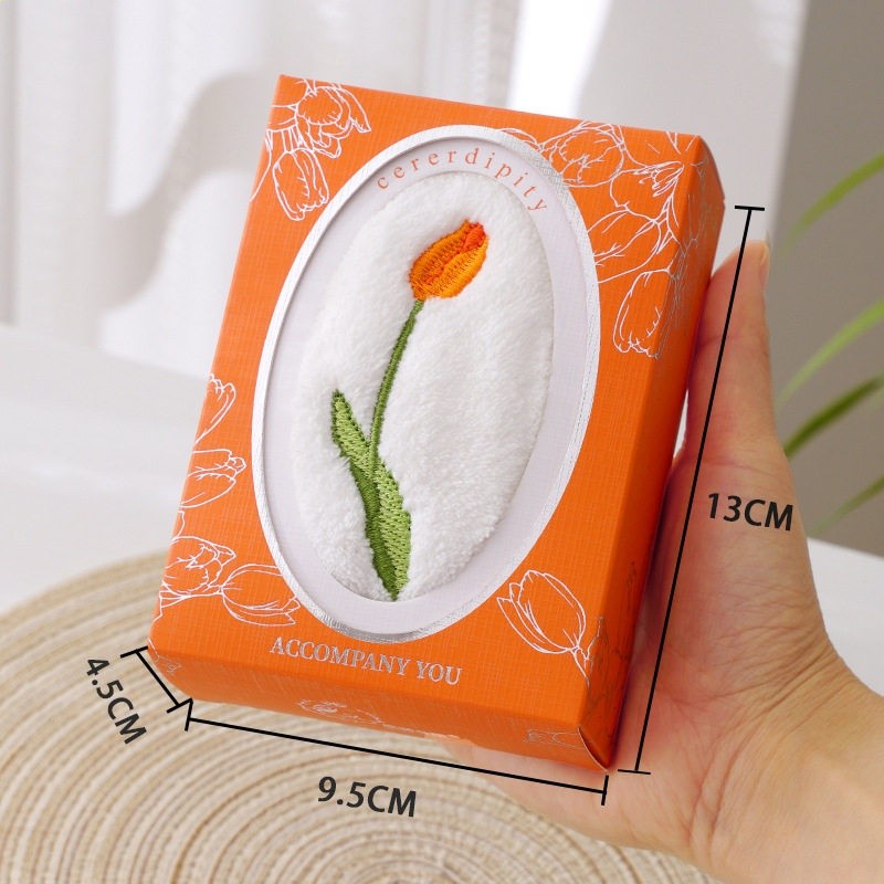 新款 鈴蘭花刺繡精美包邊盒子毛巾婚慶宴會開業伴手禮擦手巾創意-規格圖5