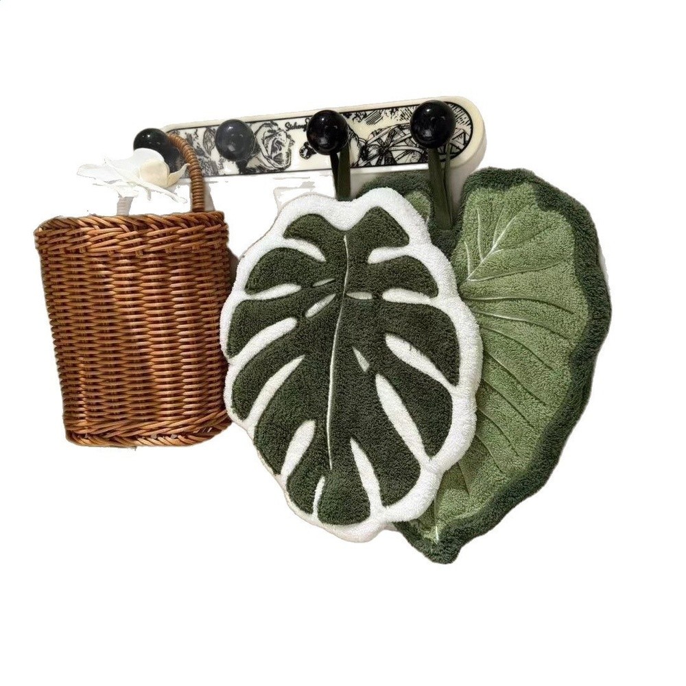 新款植物葉子擦手巾可掛式珊瑚絨家用廚房衛生間加厚吸水清潔毛巾-細節圖4