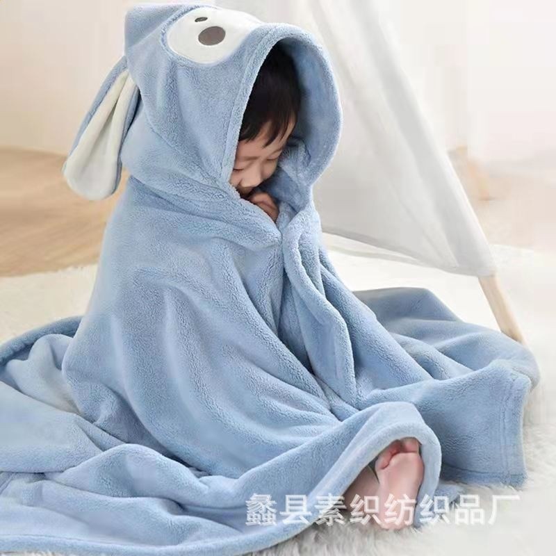 帶帽兒童浴巾珊瑚絨嬰兒寶寶速乾連帽斗篷浴袍沙灘親子披風浴巾-規格圖5