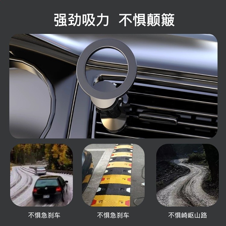跨境熱賣MagSafe磁吸車載手機支架圓形出風口支架適用iPhone17-細節圖4