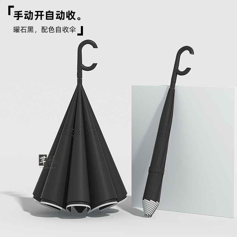 曜石黑-手開自收反向傘