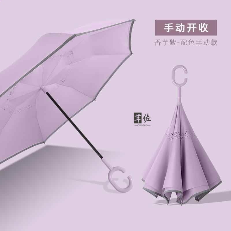 配色自動反向傘長柄雙層雨傘女晴雨兩用大號雙人抗風暴雨專用男士-規格圖5