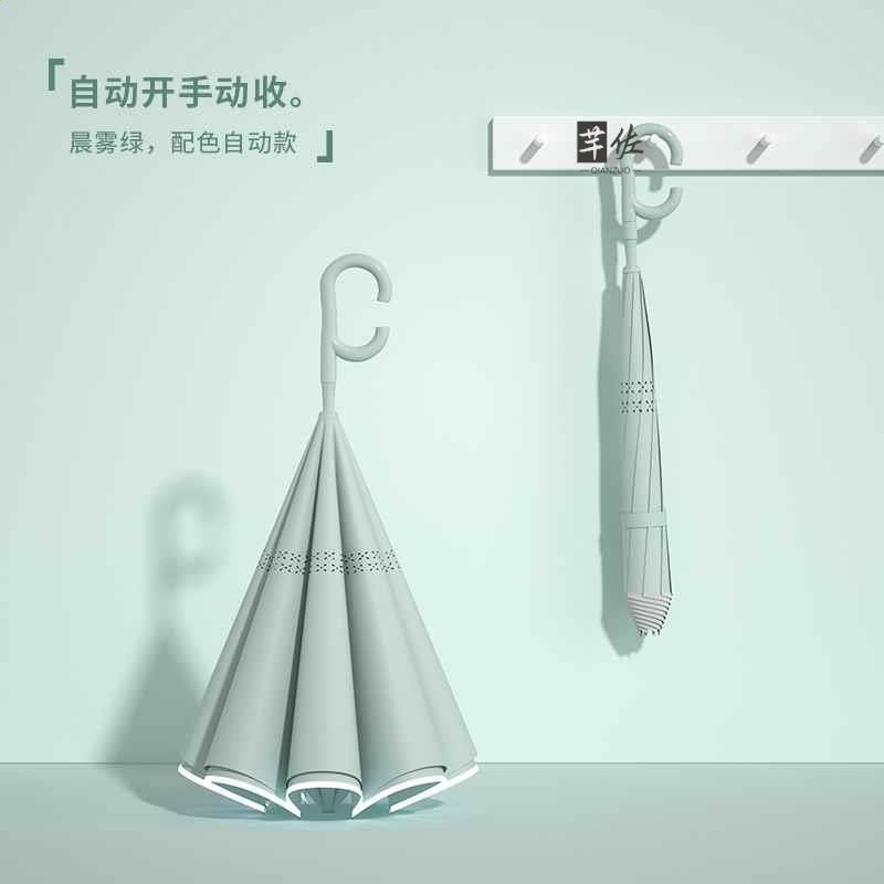 晨霧綠-配色自動反向傘