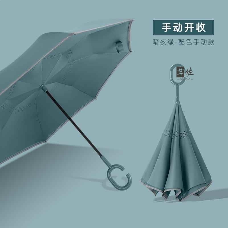 配色自動反向傘長柄雙層雨傘女晴雨兩用大號雙人抗風暴雨專用男士-規格圖5