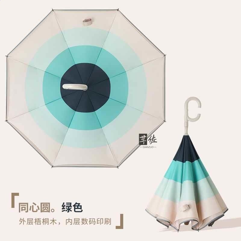 同心圓綠-配色自動反向傘