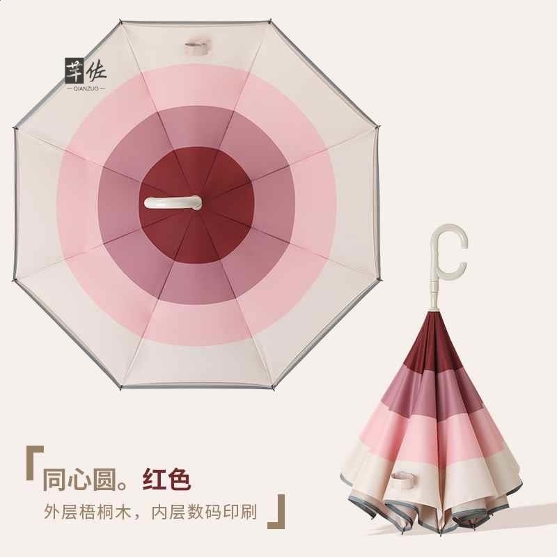 配色自動反向傘長柄雙層雨傘女晴雨兩用大號雙人抗風暴雨專用男士-規格圖5
