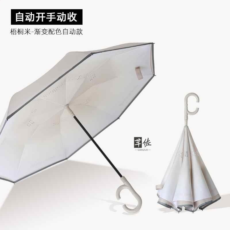 配色自動反向傘長柄雙層雨傘女晴雨兩用大號雙人抗風暴雨專用男士-規格圖5
