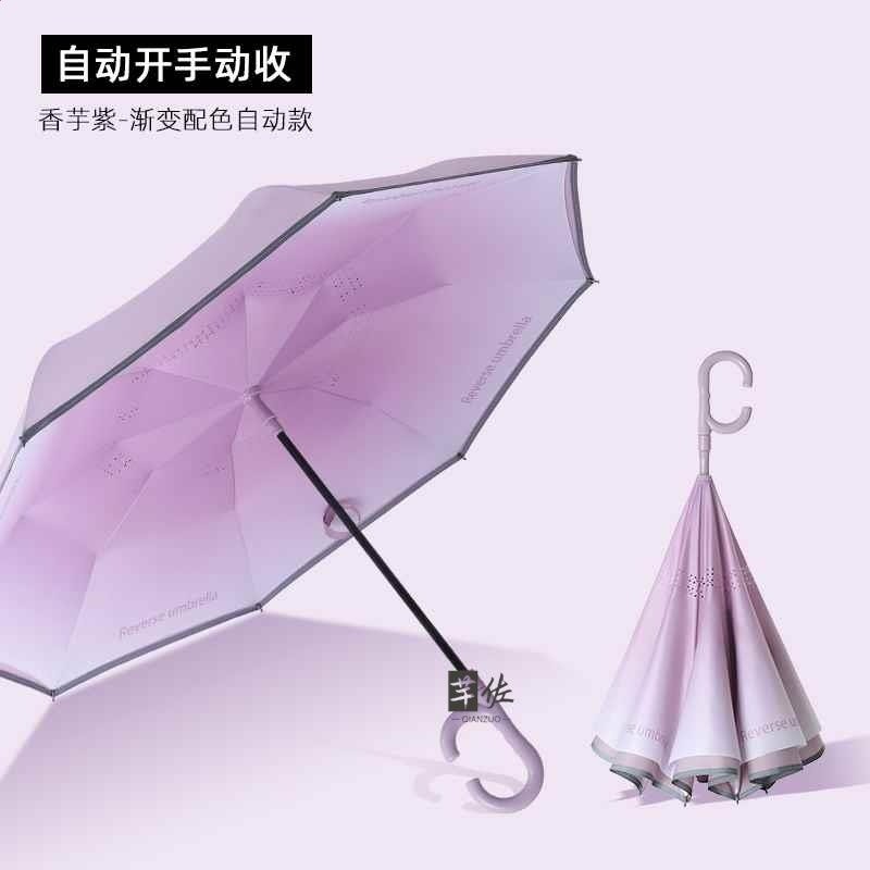 配色自動反向傘長柄雙層雨傘女晴雨兩用大號雙人抗風暴雨專用男士-規格圖5