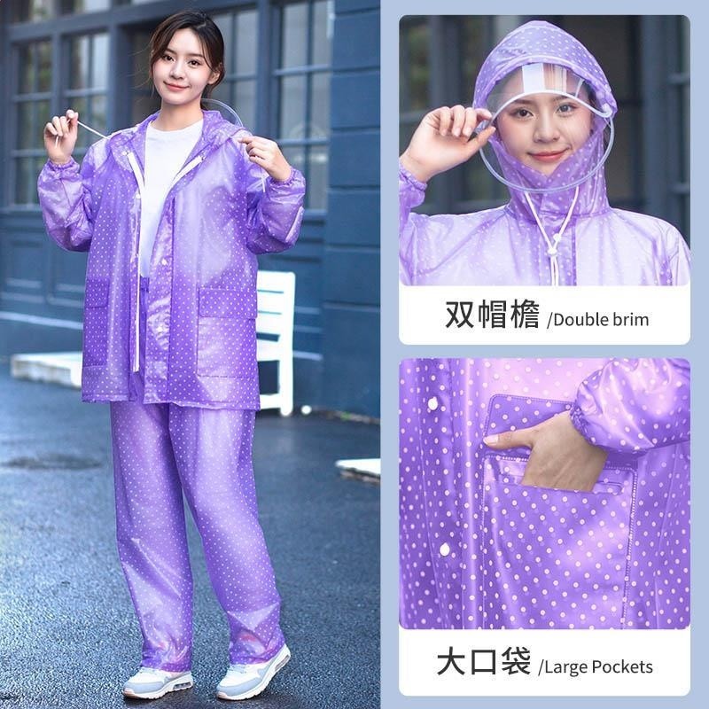 雨衣套裝女款雨褲透明成人長款全身防暴雨電動車分體式防水衣雨服-規格圖5